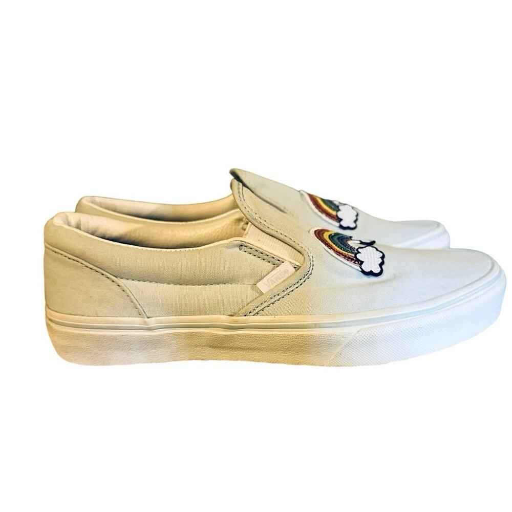VANS SLIP-ON LIGHT BLUE SEQUINED RAINBOW ON FRONT WOMENS 8.5 JUNIORS 7 EU 39 - Picture 9 of 13
